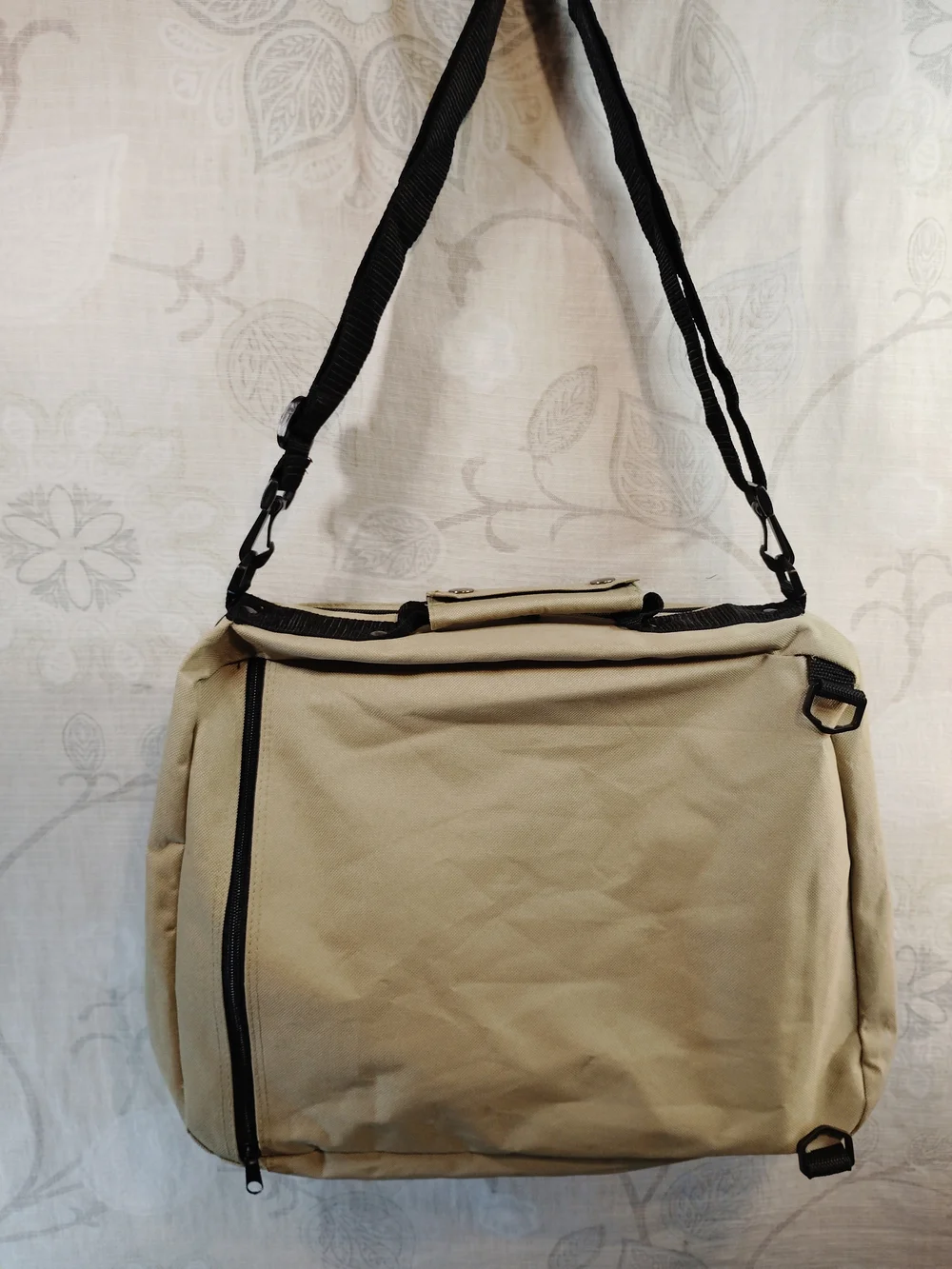 Tan Messenger Bag/ Backpack - Lightweight  W/ Shoulder Straps